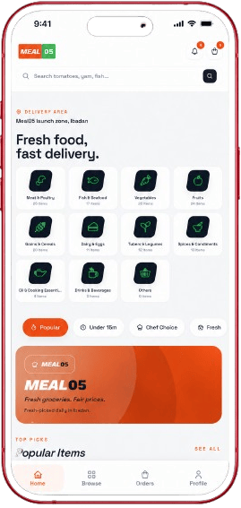 Meal05 mobile app preview on iPhone